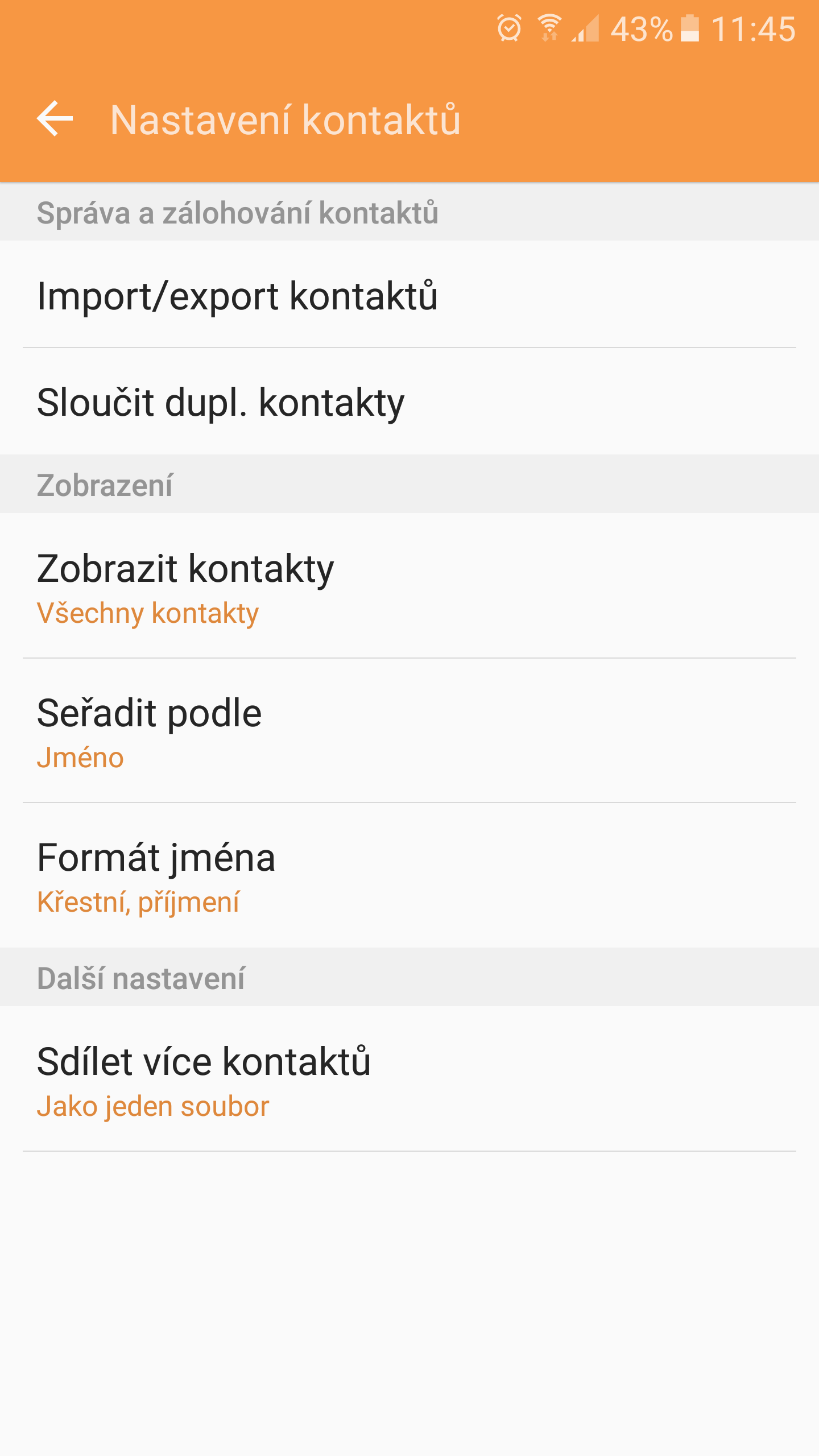 Export/Import kontaktů Android